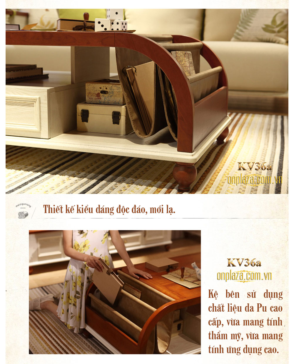 Bộ bàn trà và kệ tủ tivi đẹp cho phòng khách sang trọng KV36