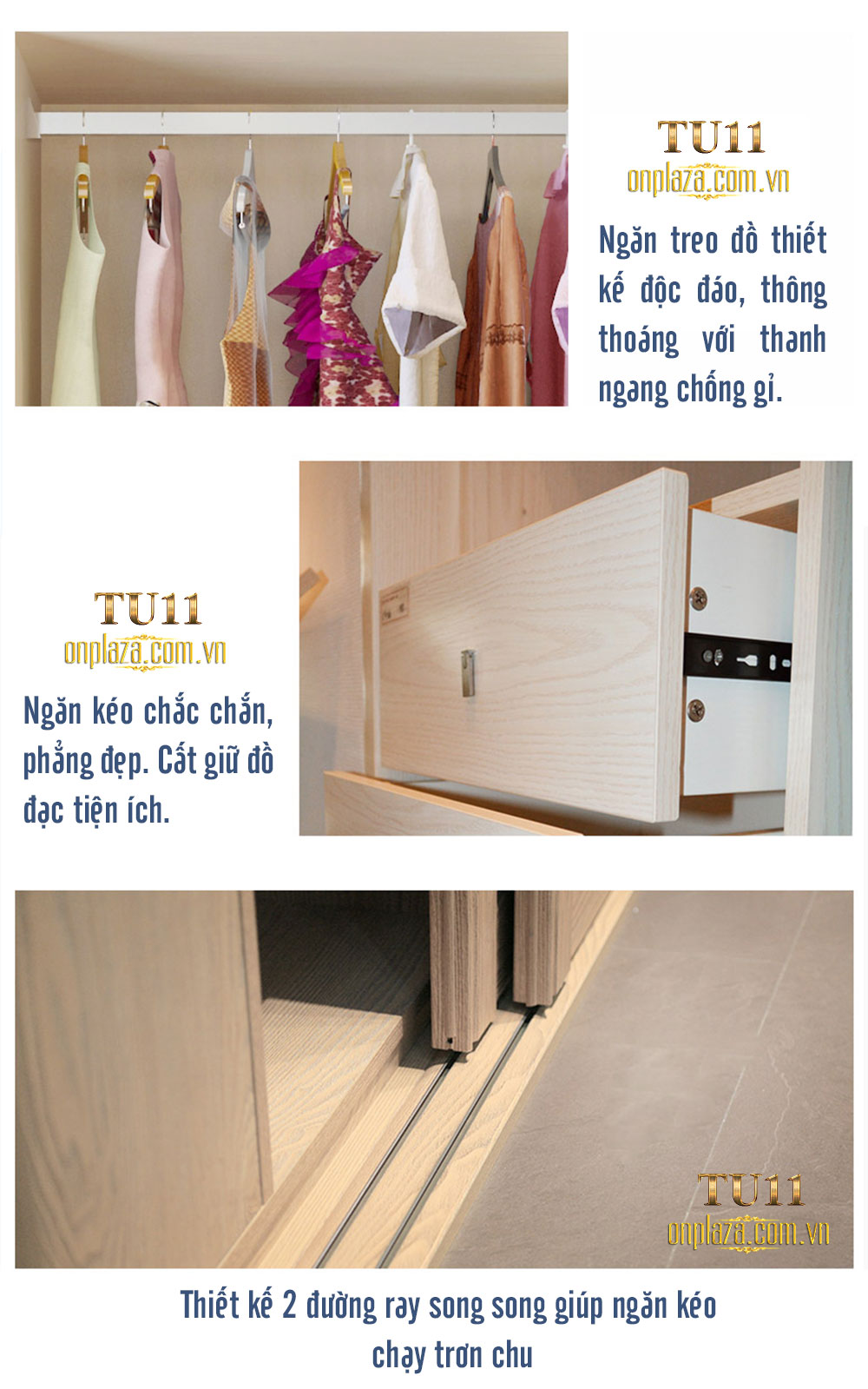 Tủ quần áo đa năng cao cấp cho phòng ngủ hiện đại TU11
