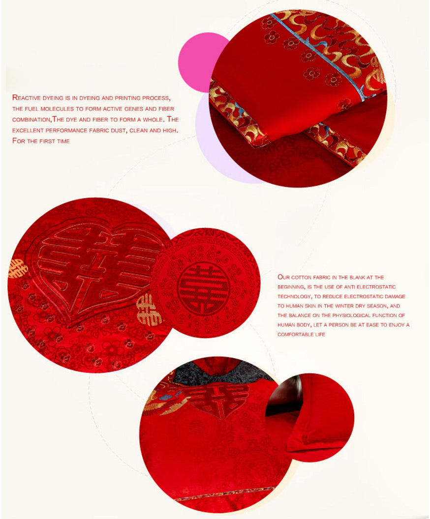 Bộ chăn ga gối cưới Hàn Quốc 10 chiếc thêu họa tiết Long Phụng Song Hỉ cao cấp CG001-1(Đỏ tươi)