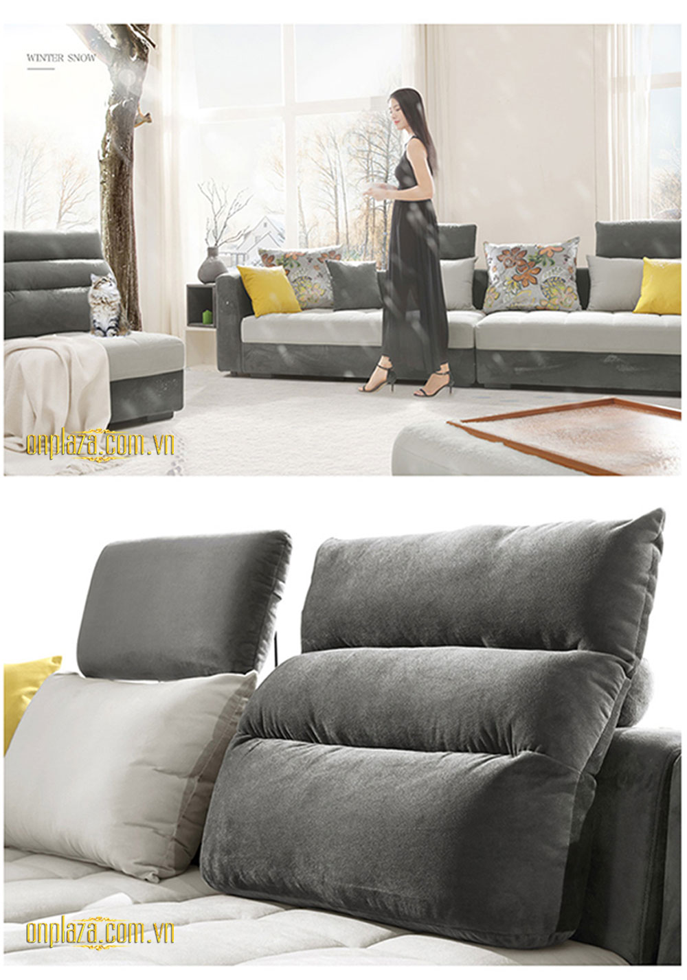Bộ ghế sofa 5 món hiện đại bọc nhung cao cấp SF08