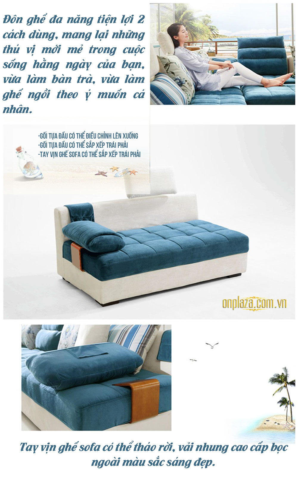 Bộ ghế sofa 5 món hiện đại bọc nhung cao cấp SF08
