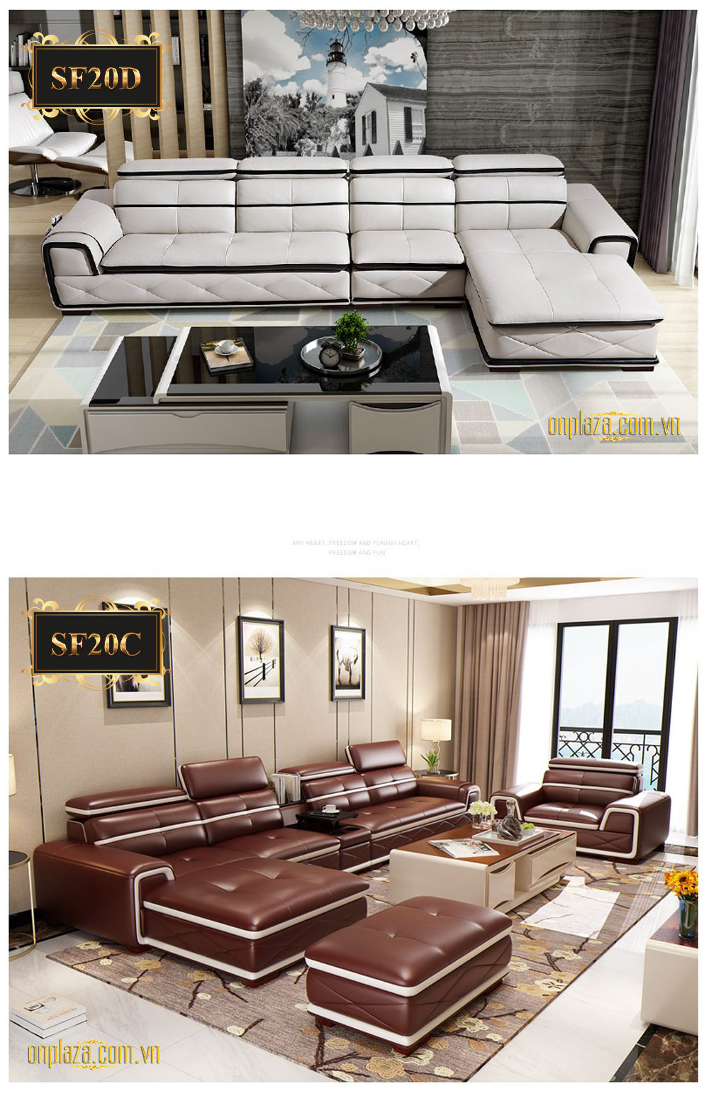 Bộ ghế sofa da cao cấp phong cách Châu âu hiện đại SF20
