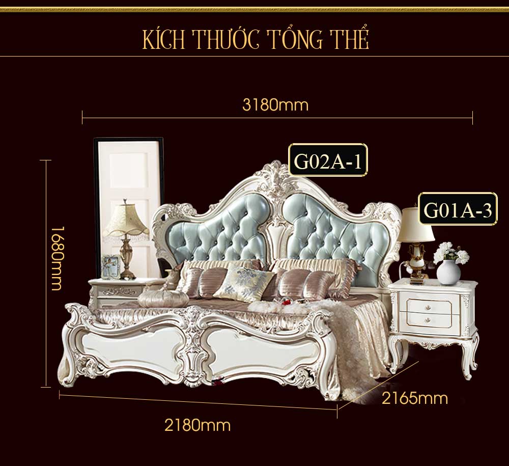 Bộ giường tân cổ điển kiểu Pháp thời thượng G02