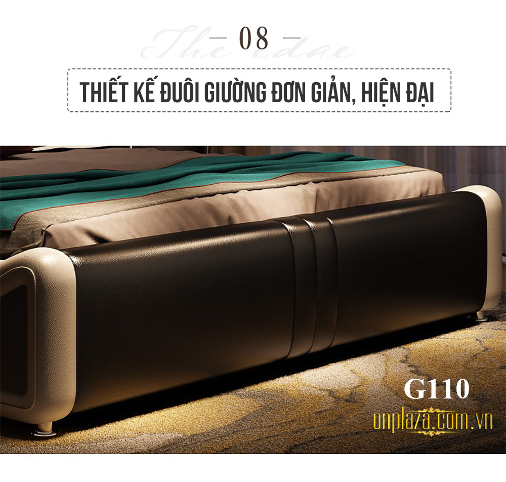 Bộ giường ngủ bọc da cao cấp hiện đại G110