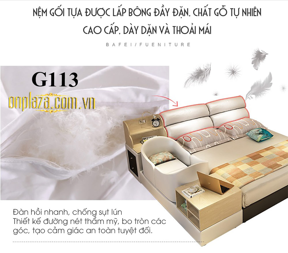 Giường ngủ bọc da kết hợp nôi cho bé G113