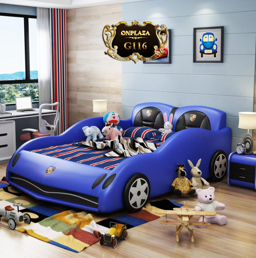 Bộ giường ngủ bọc da cho trẻ dáng xe đua G116