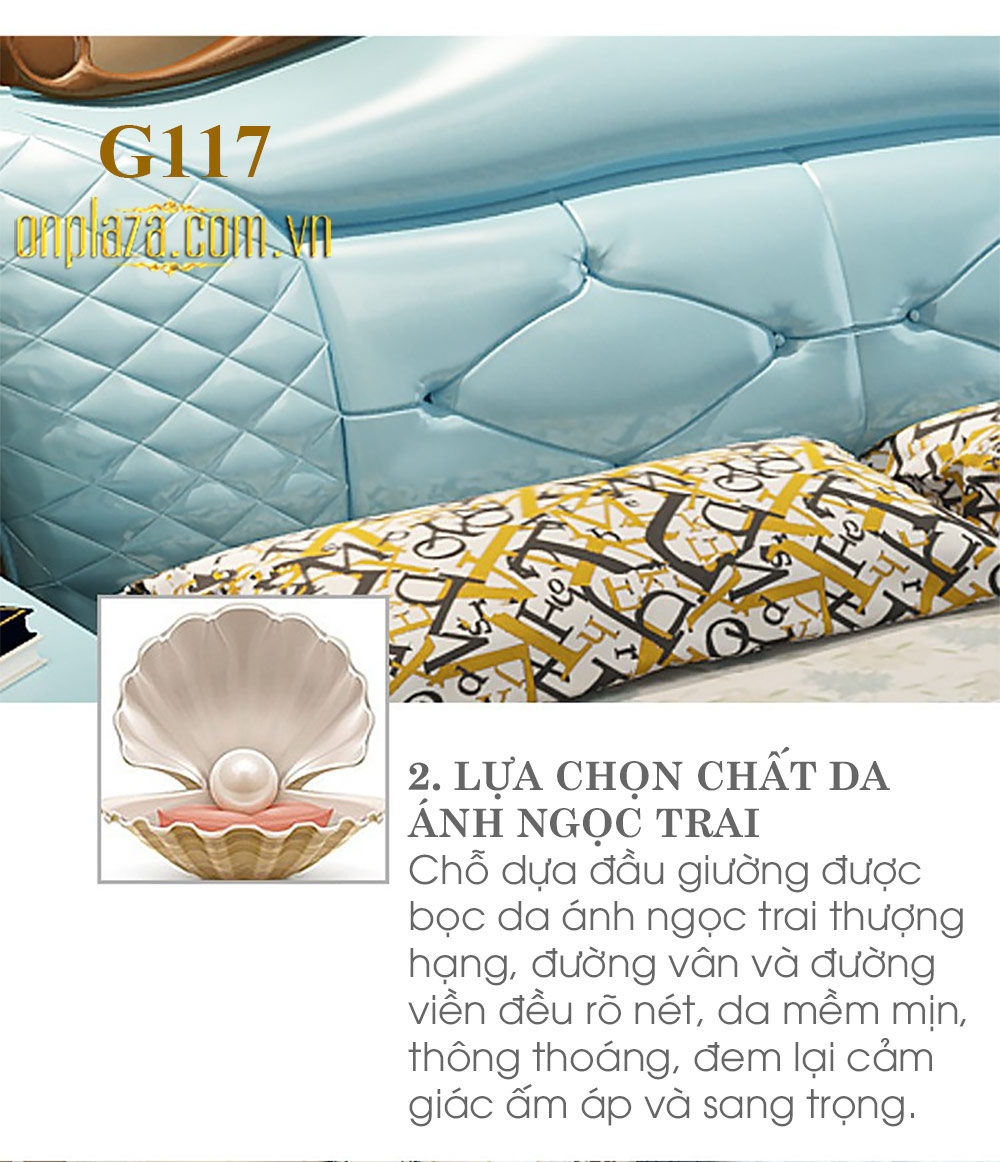 Bộ giường ngủ bọc da đa năng phong cách tân cổ điển G117