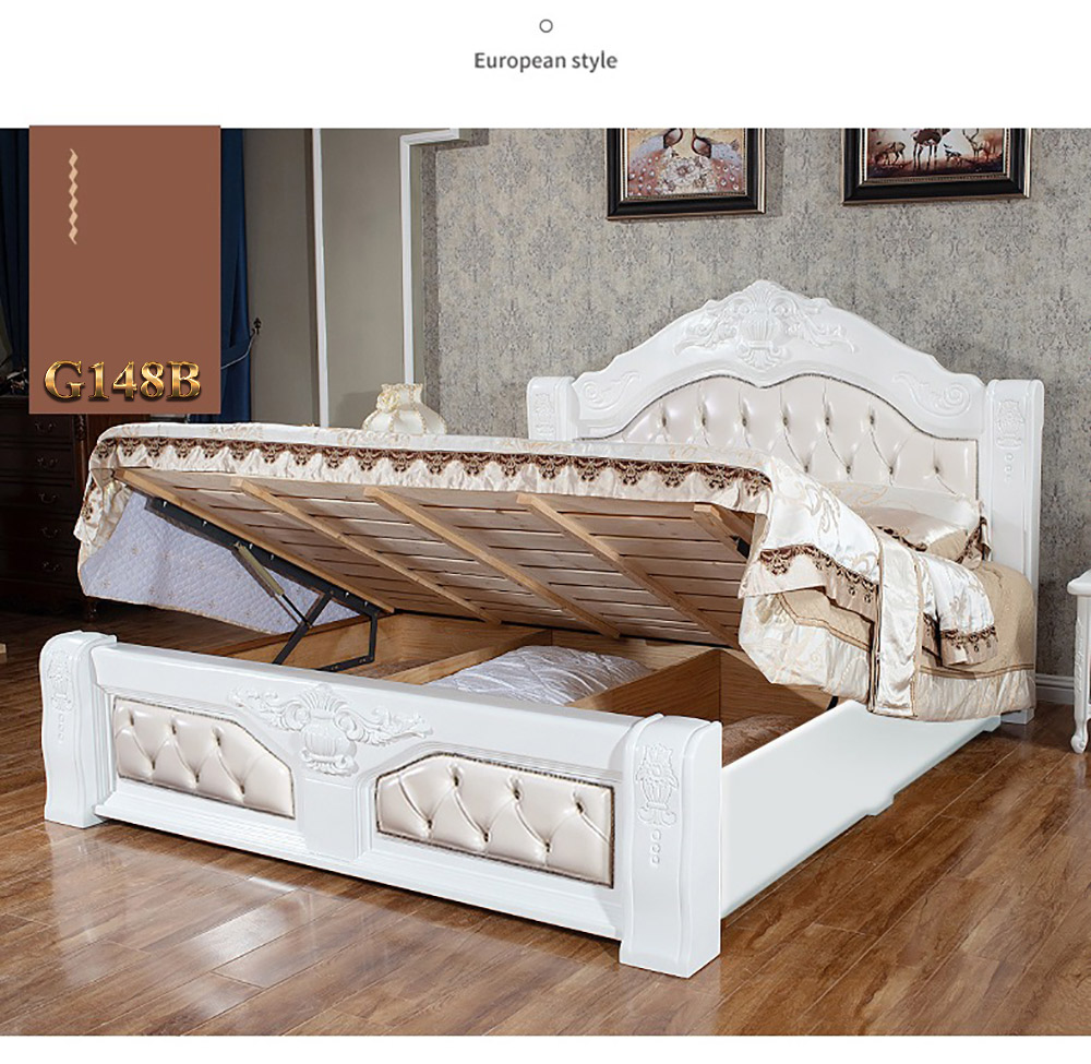 Giường gỗ cổ điển phối da cao cấp G148