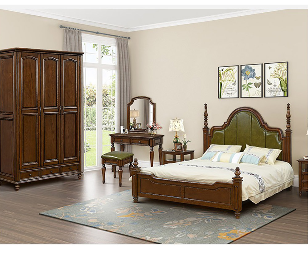 Giường gỗ phối da cao cấp phong cách Mỹ G150