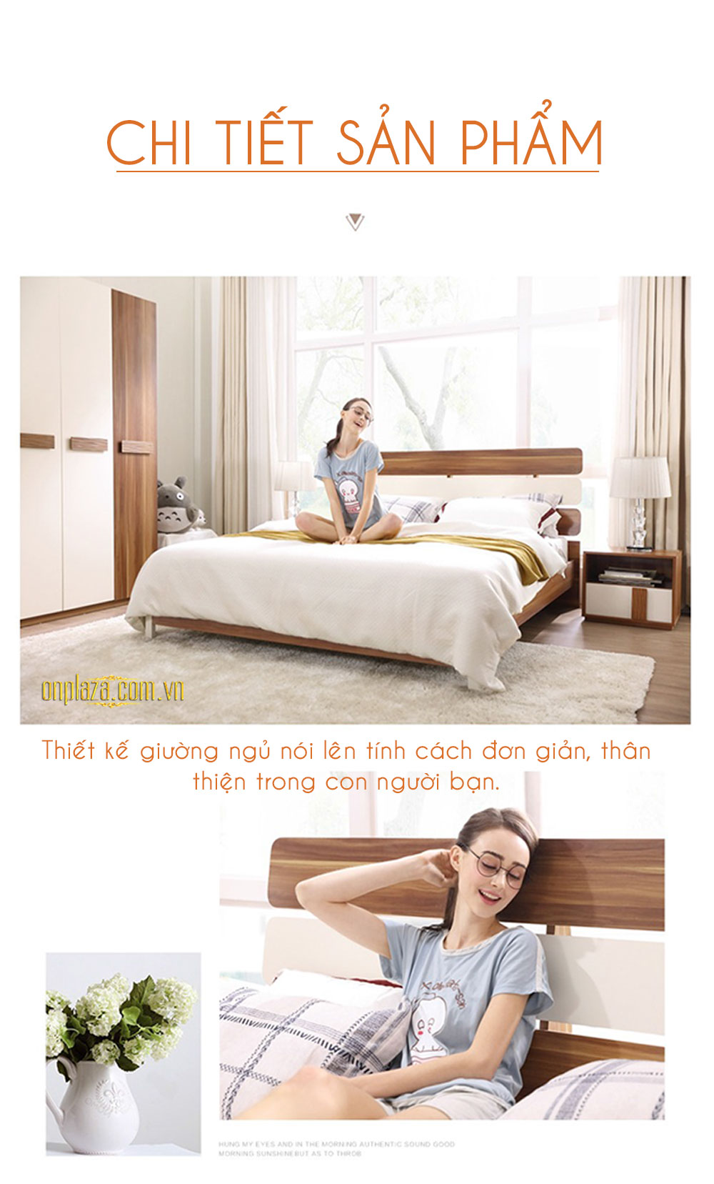 Bộ giường gỗ hiện đại + 2 Tab giường cao cấp G23