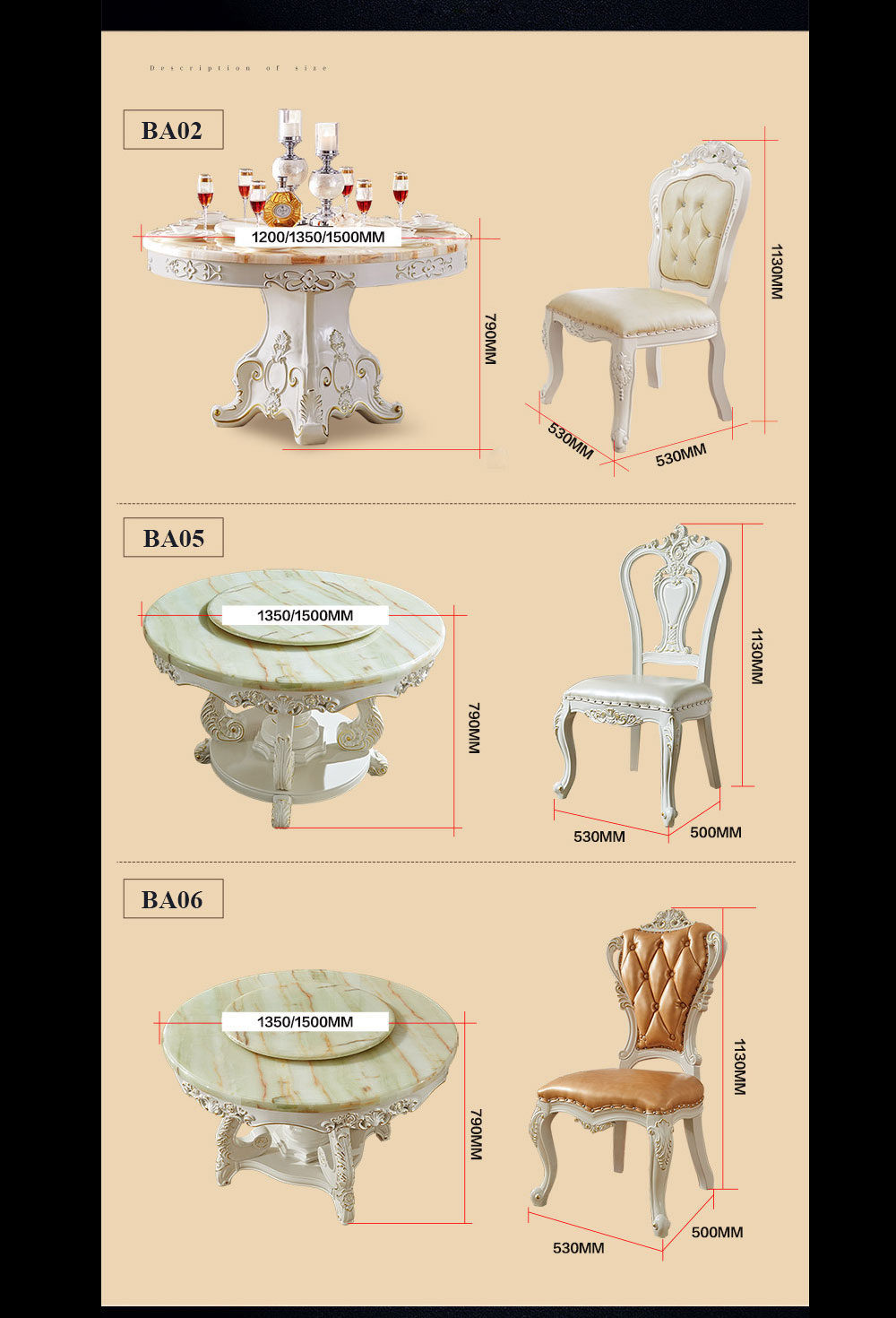 Bộ bàn ăn 6 ghế kiểu bàn tròn xoay phong cách châu âu sang trọng  PN55