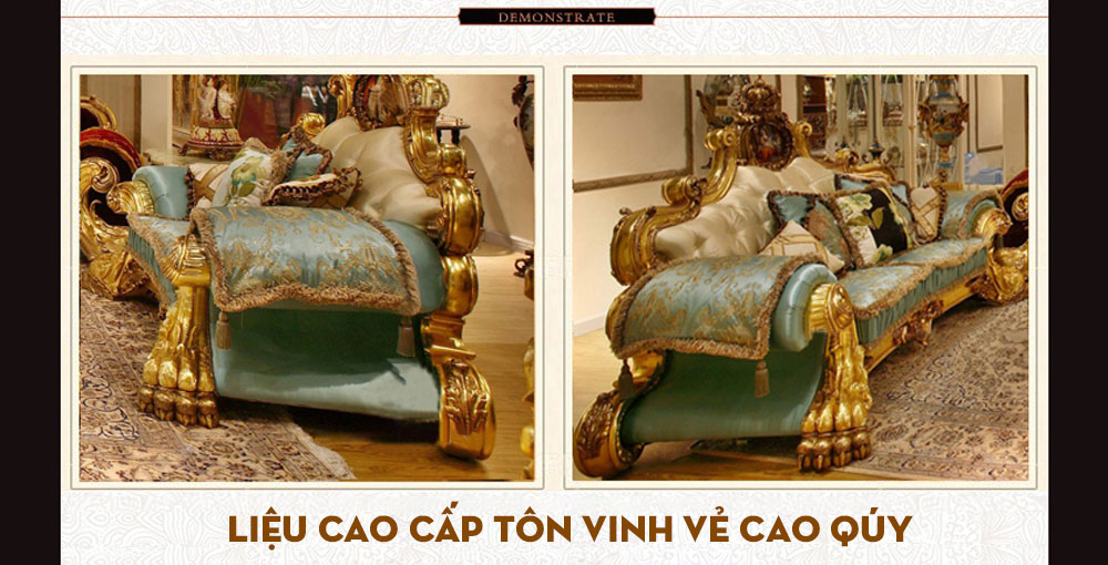Bộ bàn ghế sofa bọc nệm chạm khắc phong cách hoàng tộc sang trọng PN88