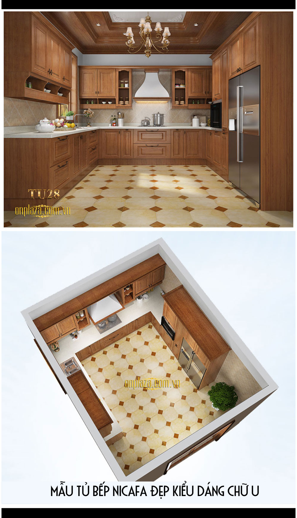 Tủ bếp thiết kế cao cấp cho phòng bếp sang trọng TU28