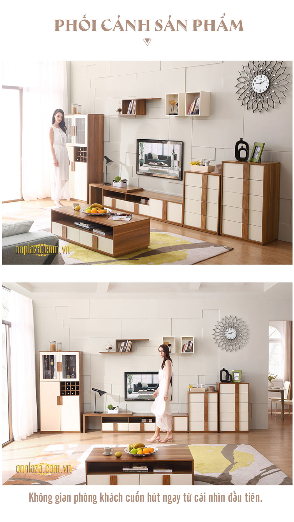 Bộ tủ ngăn kéo gỗ đựng đồ cao cấp cho không gian nội thất hiện đại TU02