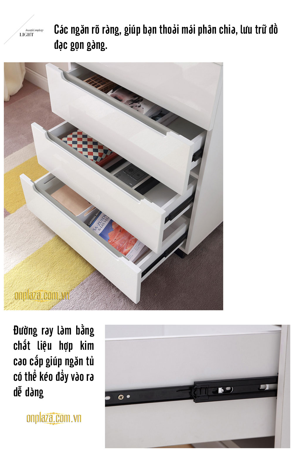 Bộ tủ ngăn kéo đựng đồ cao cấp phong cách hiện đại TU03