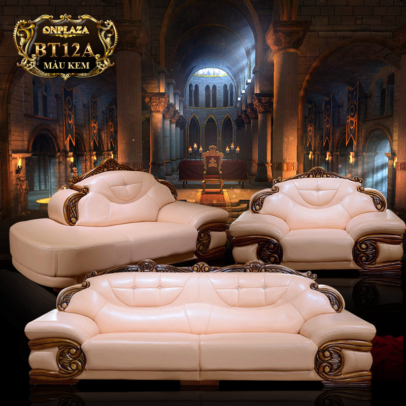 Sofa phòng khách Thiết kế bọc da tinh tế cho phong cách tân cổ điển