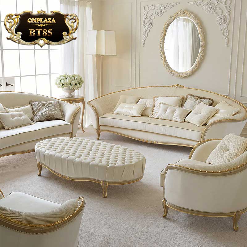 Bộ ghế sofa trắng trang nhã phong cách tân cổ điển sang trọng BT85