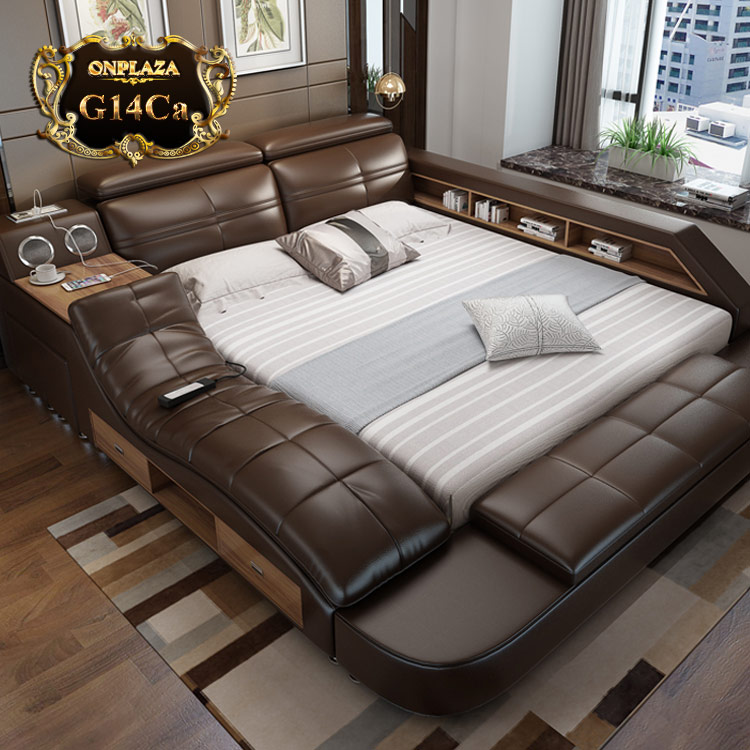 Mẫu giường tatami nhật bản G14 màu nâu
