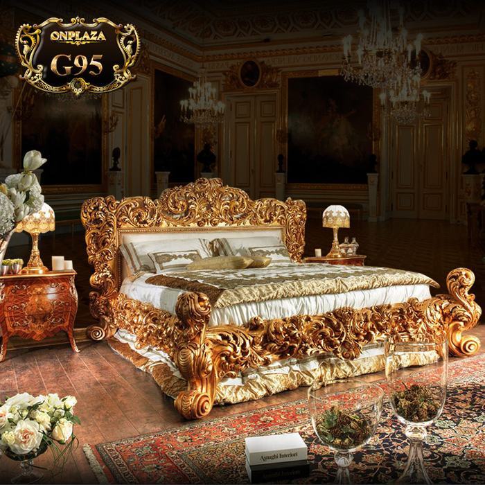 Bộ giường ngủ cao cấp sang trọng hoàng gia mạ vàng G95