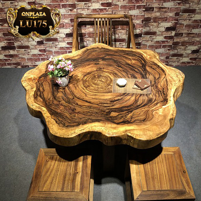 Mặt bàn trà gỗ tự nhiên nguyên tấm cao cấp phong cách truyền thống LU175