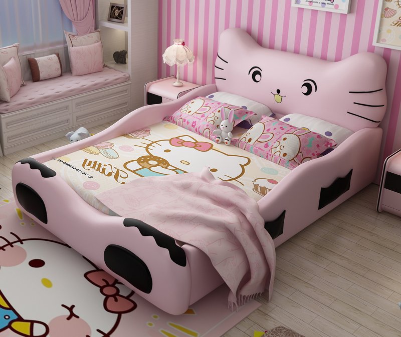 mẫu giường ngủ kiểu hello kitty đẹp cho bé gái