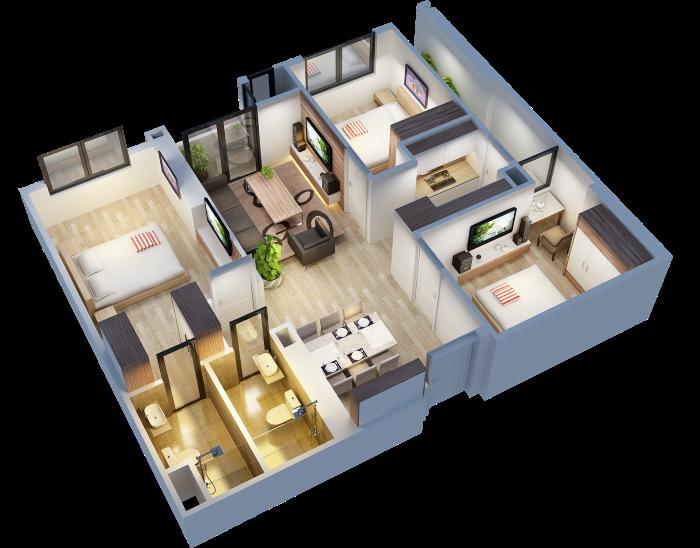 5+ Mẫu thiết kế nội thất căn hộ 3 phòng ngủ đẹp với phong cách đa dạng