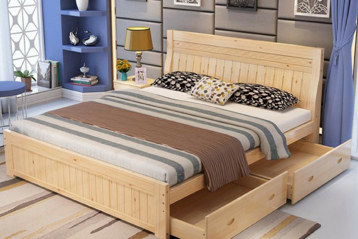 Giường ngủ ngăn kéo giúp tiết kiệm đáng kể không gian phòng ngủ