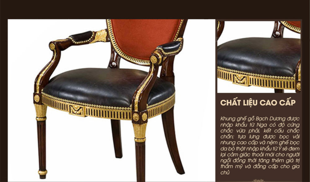 Bộ bàn ghế ăn sang trọng phong cách tân cổ điển Anh kèm 8 ghế BA18