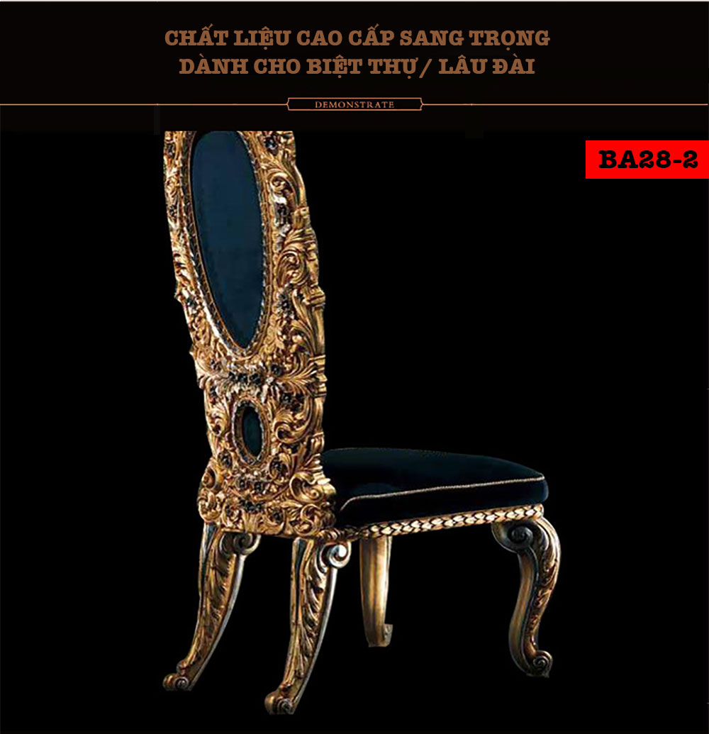 Bộ bàn ghế ăn gỗ tự nhiên chạm khắc cổ điển tinh xảo 6 ghế BA28