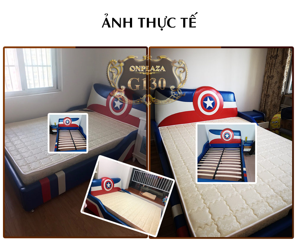 Bộ giường ngủ bọc da siêu anh hùng Captain America G130