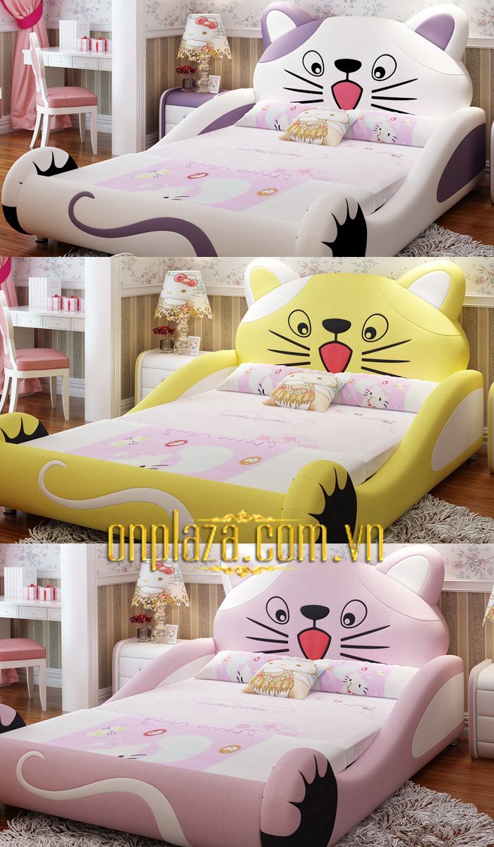 Giường ngủ cho bé đẹp cao cấp hình chú mèo hello kitty 5