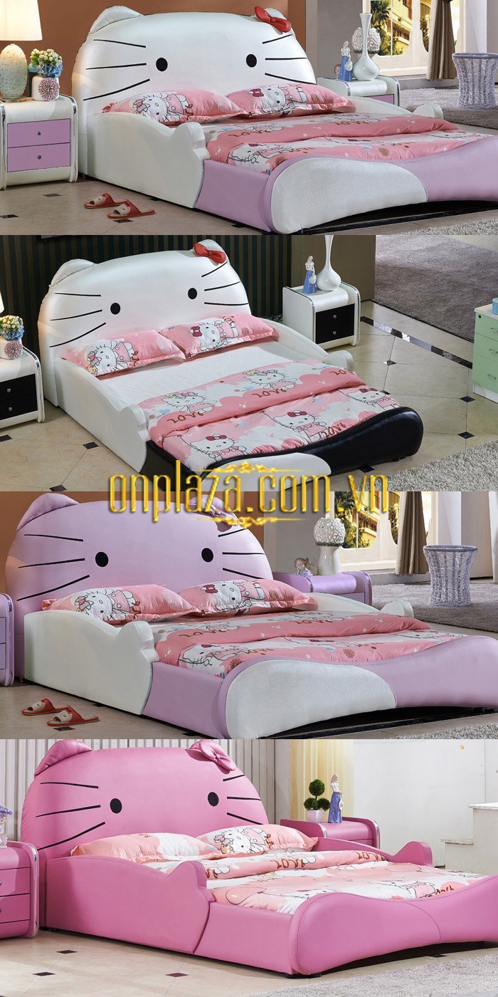 Giường ngủ cho bé đẹp cao cấp hình chú mèo hello kitty 6