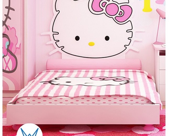 Giường ngủ hello kitty có nơ có ngăn dành cho bé
